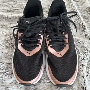 Puma black and rose gold athletic shoes